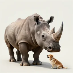 a rhinoceros with a dog head, digital art, surreal