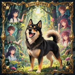 an excited black with tan markings finnish lapphund fanart ornate fantasy ori and the blind forest cover style official behance hd artstation by Jesper Ejsing, by RHADS, Makoto Shinkai and Lois van baarle, ilya kuvshinov, rossdraws pastel vibrant
