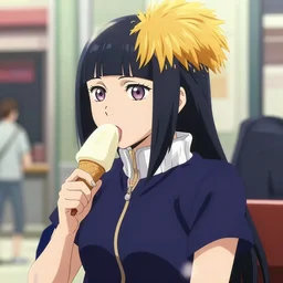 Hinata Hyuga licking an ice cream, Greg Rutkowski