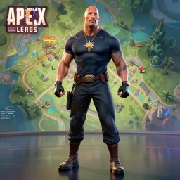 the dwayne johnson in apex legends, the apex legends olympus map in the background, twitch, graphic novel, visual novel, cinematic, 3 - dimensional, 3 d, global illumination, ray tracing reflections