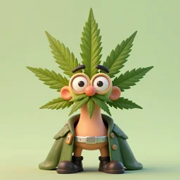 cartoon portrait of a cannabis themed character. octane 4 k render by eyvind earle, australian award winning political comedy illustration