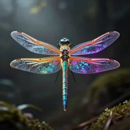a painted neon art dragonfly symmetrical high resolution fantasy