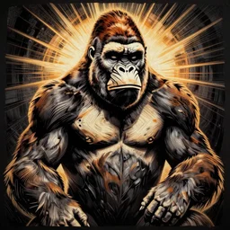 woodcut of King Kong by Picasso