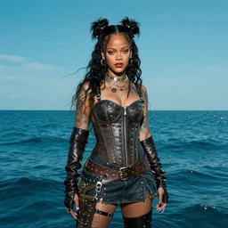 rihanna in the ocean, seapunk, creative photo manipulation, creative photoshop, digital art