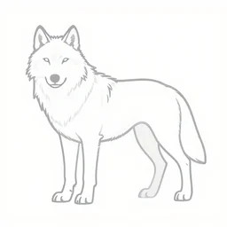 professional digital art of a full-body outline of a wolf, very simple, white background and fill, high quality, HD, 8K,