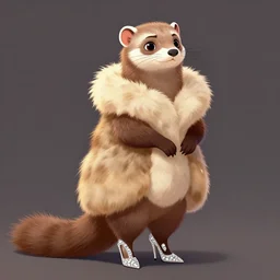 lorax movie : detailed illustration : ferret character : wearing a stravagant fur dress : wearing diamonds stiletto : head torso legs : behance artstation