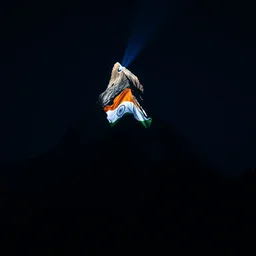 indian flag projected illuminated on the matterhorn mountain at night