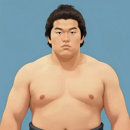 portrait of a handsome young sumo wrestler, art by ben kimura and gengoroh tagame and sadao hasegawa, bara yaoi, hyperrealism