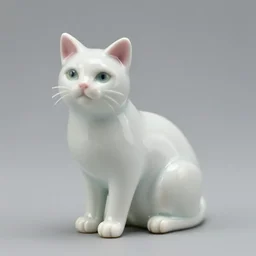beautiful porcelain miniature of a cat, shiny, studio photography, highly detailed, in focus