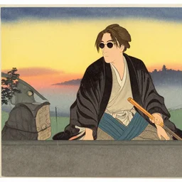 ukiyo-e print of a scene from The Shawshank Redemption