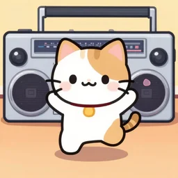 nintendo 64 screenshot of a cute cat dancing in front of a Boombox, cute