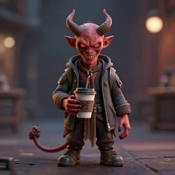 a demonic coffee boy, featured on artstation, by simon stalenhag, cgsociety, 3 d render, octane, intricately detailed, volumetric lighting, cinematic, 4 k hd, bokeh