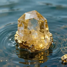 dream of recursive meaning, quartz, water, gold, vaporwave, realistic