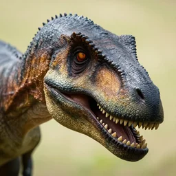 close up of a velociraptor's face with izard skin