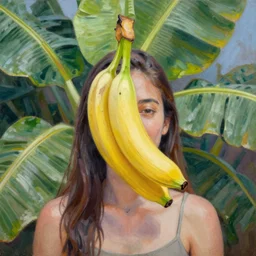 portrait of a banana woman ( 3 5 ) from banana palm in 2 0 2 1, an oil painting by ross tran and thomas kincade