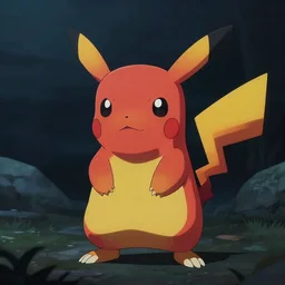 red pikachu, very rare and very dark atmosphere