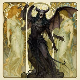 eldritch 1 9 2 0's baphomet screaming by stephen gammell and thomas kinkade and alphonse mucha