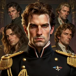 highly detailed closeup portrait of aleister crowley wearing a general's uniform, unreal engine, nicoletta ceccoli, mark ryden, earl norem, lostfish, hyung tae, frank frazetta, global illumination, detailed and intricate environment