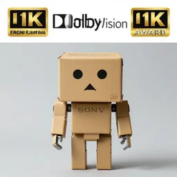 a cardboard box robot, ( sony a 7 r iv, symmetric balance, polarizing filter, photolab, lightroom, 4 k, dolby vision, photography awardm, voque, perfect face )