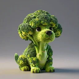 portrait of a dog made of broccoli, octane render split lighting 8 k volumetric ambient studio lighting, cinematic