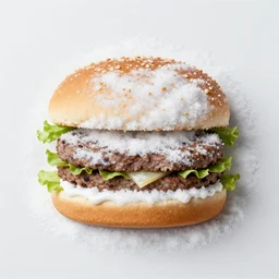 hamburger made of salt, commercial photograph