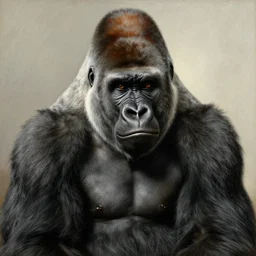 highley detailed potrait of a silverback gorilla, painting by gaston bussiere, craig mullins, j. c. leyendecker, lights, art by ernst haeckel, john william godward, hammershøi,