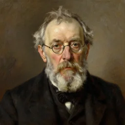 studio portrait of a wizened old man with glasses, oil painting by John Singer Sargent