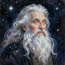 beautiful oil painting with high detail of a wise Space ent made of stars and plasma, hybrid from dungeons and dragons and art direction by James Cameron ;by artgerm; wayne reynolds art station; cinematic quality character render; low angle; ultra high quality model; production quality cinema model; ice aesthetic