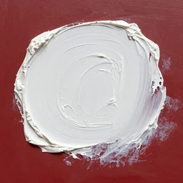thick creamy impasto, white thick heavy brush marks on a dark red background - i