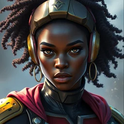 portrait super hero african american woman, style artstation, style greg rutkowski comic art book, biopunk, octane render, unreal engine 5