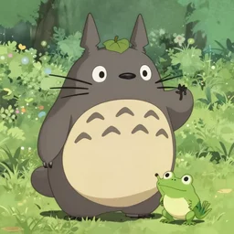 totoro fighting a frog