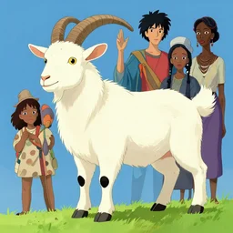 maximalist godly goat, trending on pixiv fanbox, painted by makoto shinkai takashi takeuchi studio ghibli, akihiko yoshida, yoshitaka amano, wangechi mutu, clean cel shaded vector art. shutterstock. behance hd by lois van baarle, artgerm, helen huang, rossdraws, illustration