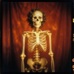 kodak portra 4 0 0, wetplate, motion blur, portrait photo of a backdrop, skelleton, golden 1 9 2 0 s, coloured in orange fire, sparkling, by britt marling, muted colours