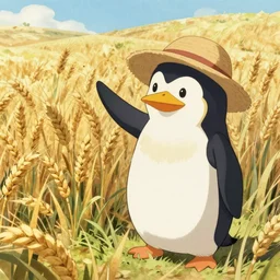 wholesome animation key shot, straw hatted penguins in a wheat field, studio ghibli, pixar and disney animation, sharp, disney concept art watercolor illustration by mandy jurgens and alphonse mucha and alena aenami, pastel color palette, dramatic lighting