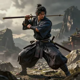 a shogun, ultra realistic, hyper detailed, cinematic, action pose, digital art,