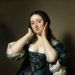 18th century painting of a woman doing the duckface pose