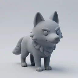 detailed miniature wolf wearing grey made of silicone shaders, isometric, 1 0 0 mm, studio lighting, by pocoyo style, centered margin, hyperrealistic