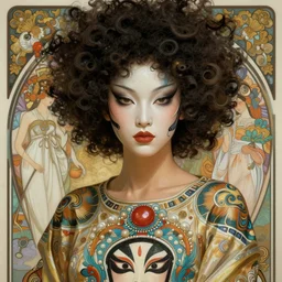 portrait of a afro goddess, machine face, upper body, decorated with chinese opera motifs, asian, traditional chinese art, intricate, elegant, highly detailed, digital painting, artstation, concept art, smooth, sharp focus, illustration, art by artgerm and greg rutkowski and alphonse mucha, 8 k