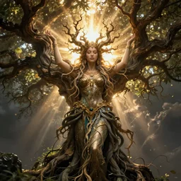 tree goddess, epic, fantasy, incricate details, craig mullins