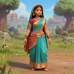 rajasthani Indian village girl skin as a game character 3d model