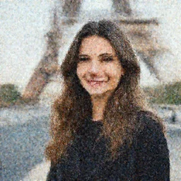 portrait of a Parisian model, smiling