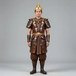 full body portrait of king ramkhamhaeng the great, leather armor, tai ethnic group leader, emotional movement in the battle, highly detailed, digital painting, watercolor, artstation, concept art, smooth, sharp focus, illustration