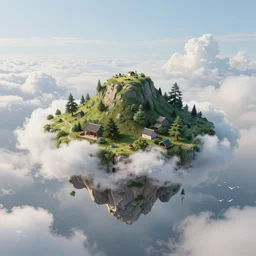 island floating in the clouds, elaborate digital art, matte painting trending on artstation