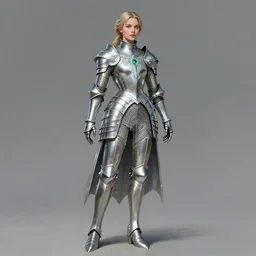 beautiful female dorothy gale, rebecca romijn as dorothy, full body character concept, covered in full silver armor, armor plating, art nouveau, sparkling emeralds, super powers, fantasy, intricate, elegant, highly detailed, digital painting, artstation, concept art, shining, sharp focus, illustration, art by stanley lau