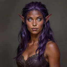 Alluring Tiefling Druid,  light brown skin, dark purple hair, and silver eyes full body, dungeons and dragons portrait, highly detailed, digital painting, artstation, concept art, sharp focus, illustration, art by artgerm and greg rutkowski and alphonse mucha