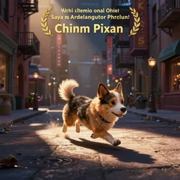 dog fleeing a chinatown pixar movie poster