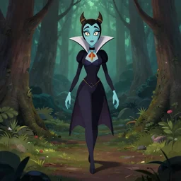 marceline the vampire queen walking in the woods, detailed matte art