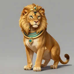 fullbody beautiful detailed character design of a feral feline wearing egyptian necklace, egyptian jewelry. deviantart lioness adoptable, character concept artwork professional by artgerm, jessica rossier in the style of disney, the lion king, artstation deviantart