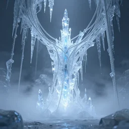 crystal ice architecture ropes, ethereal, foggy, unreal engine, octane, hdr, volumetric lighting, 4 k, 8 k, uhd w - 9 6 0 h - 9 6 0