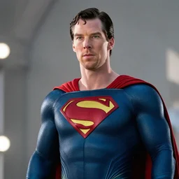film still of Benedict Cumberbatch as Superman in Justice League movie, 4k